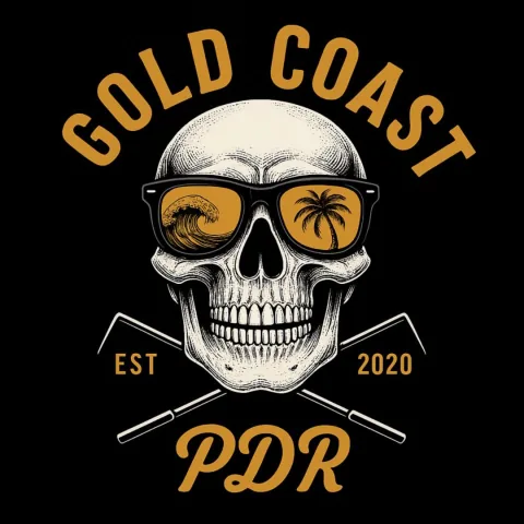 Gold Coast PDR logo: a skull in sunglasses with a wave and a palm tree in the lenses.